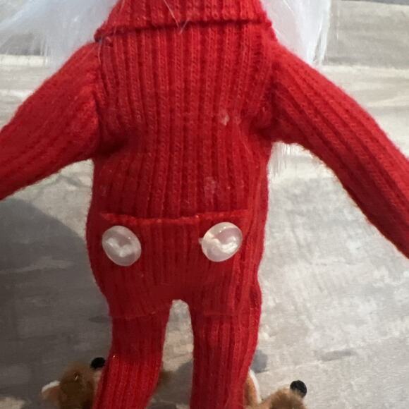 AnnaLee Bedtime Santa Ornament 2007 Handpainted Mouse Slippers 6” Posable - Picture 6 of 7